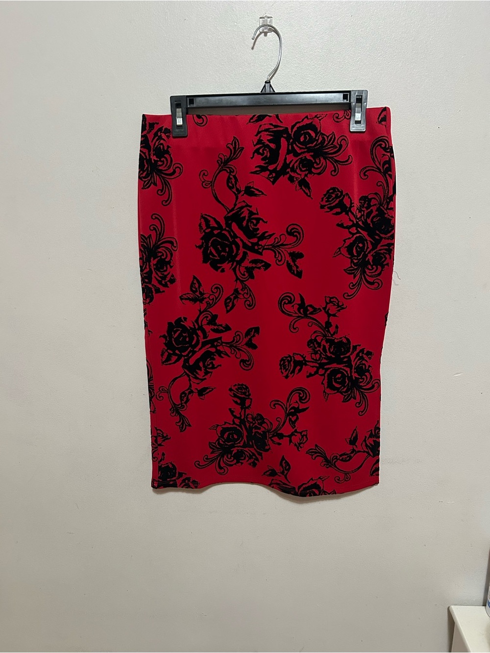 Red Floral Pencil Skirt